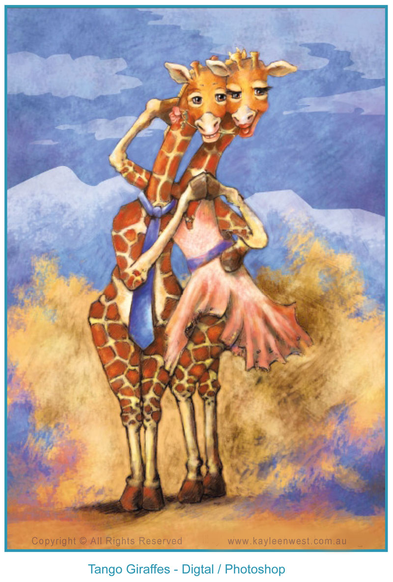 Children's Illustration: Dancing Giraffes - Digital Sketch