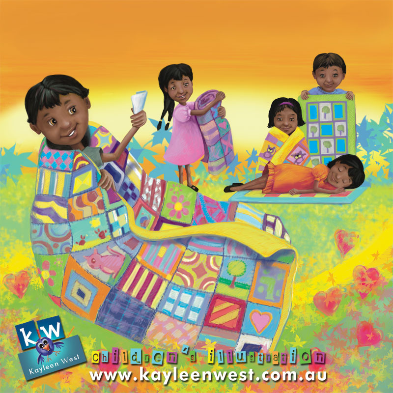 Children's Illustration: Quilts for Orphans - Digital Sketch