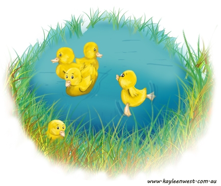 Children's Board Book Illustration: Duck Swimming In A Pond- Digital