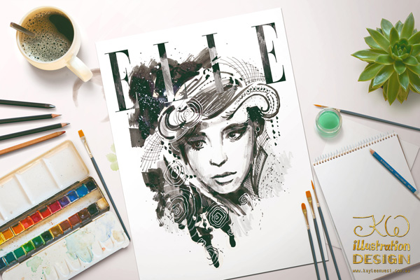 Fashion illustration - Elle Magazine cover. Editorial illustrations by Kayleen West