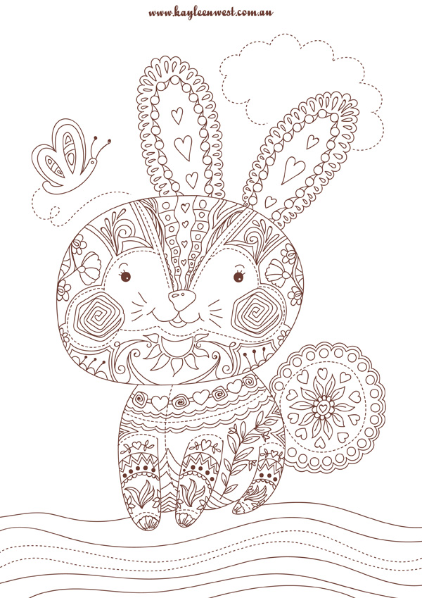 Free colouring pages – Patchwork Rabbit