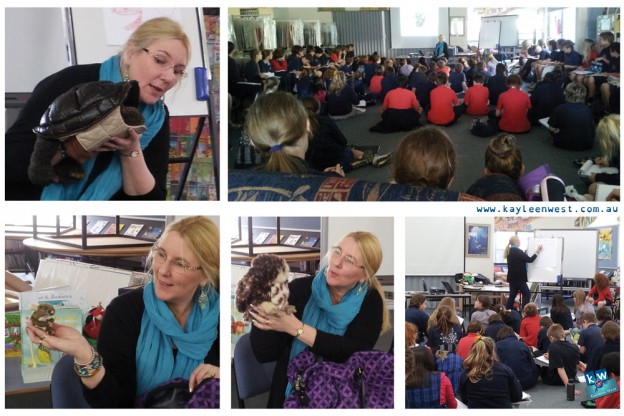 Book Week author illustrator visit at Rye primary School. Puppets, drawing, how a picture book is created and more.