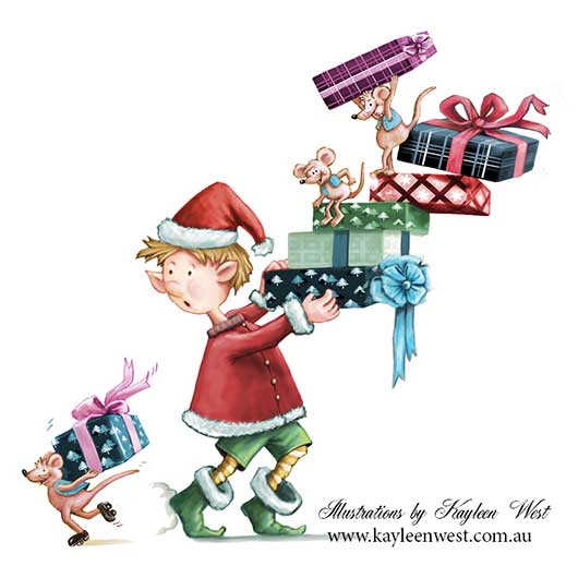 Christmas Card Illustration: Mice On The Run