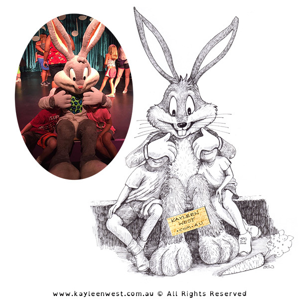 Sketchbook collaboration drawings: Bugs Bunny and Kids