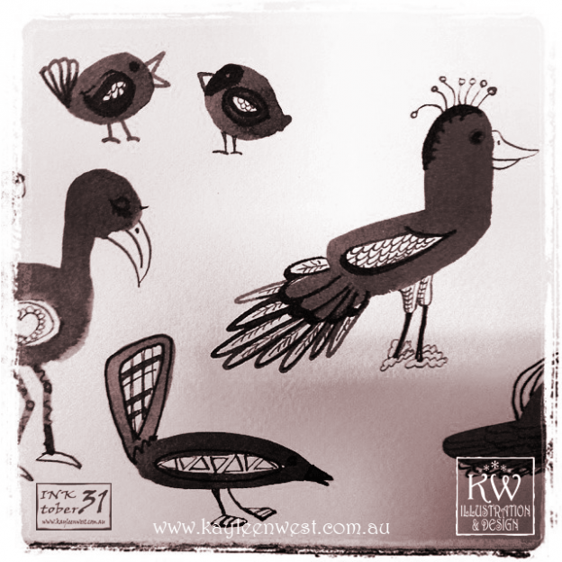 INKtober 2014. An inked sketch each day for the month of October. Today it is a inked birds illustration. #inktober