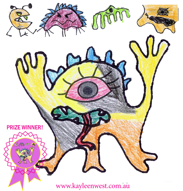 School drawing competition. Eye and imagination winning drawing by prep student Jed Fraser Monbulk Primary School